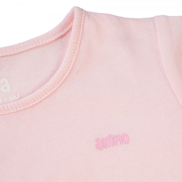 Cặp áo sơ sinh cài chéo tay ngắn Animo NB422051 (NB-9M, Hồng-trắng-Giao màu ngẫu nhiên)