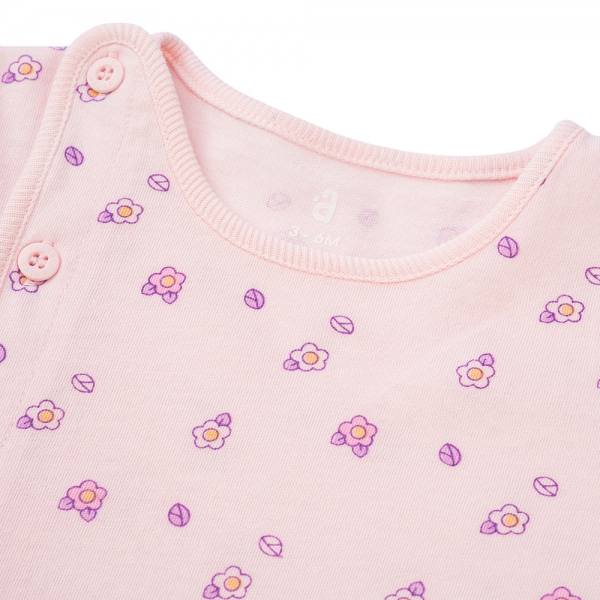 Cặp áo sơ sinh cài chéo tay ngắn Animo NB422051 (NB-9M, Hồng-trắng-Giao màu ngẫu nhiên)