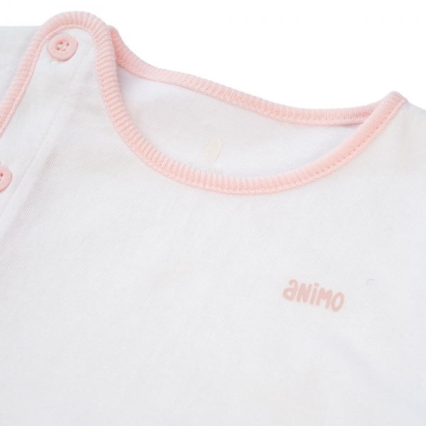 Cặp áo sơ sinh cài chéo tay ngắn Animo NB422051 (NB-9M, Hồng-trắng-Giao màu ngẫu nhiên)