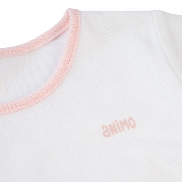 Cặp áo sơ sinh cài chéo tay ngắn Animo NB422051 (NB-9M, Hồng-trắng-Giao màu ngẫu nhiên)