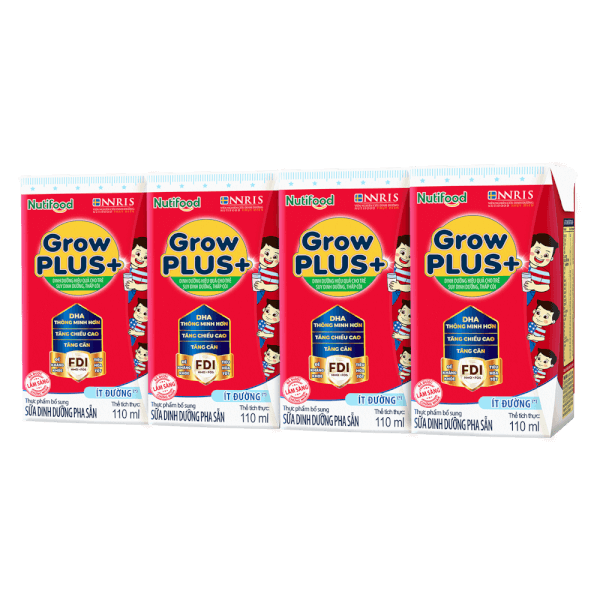 Thùng SPDDPS GrowPLUS 110ml Ít đường (lốc 4 hộp) - 12 lốc