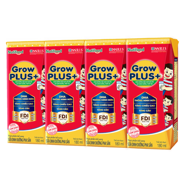 Thùng Sữa GrowPLUS+ hộp 180ml (Thùng 12 lốc - lốc 4 hộp)