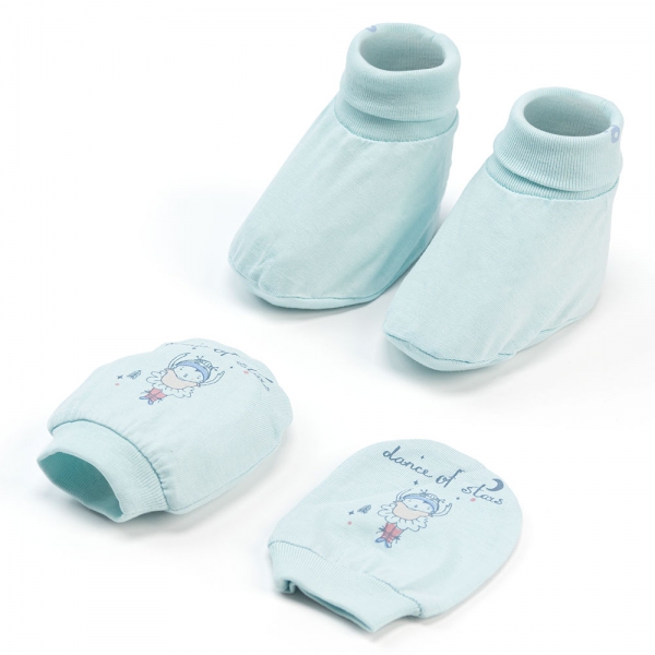 Bộ bao tay chân sơ sinh bo Animo HN522048 (NB,Xanh ngọc)