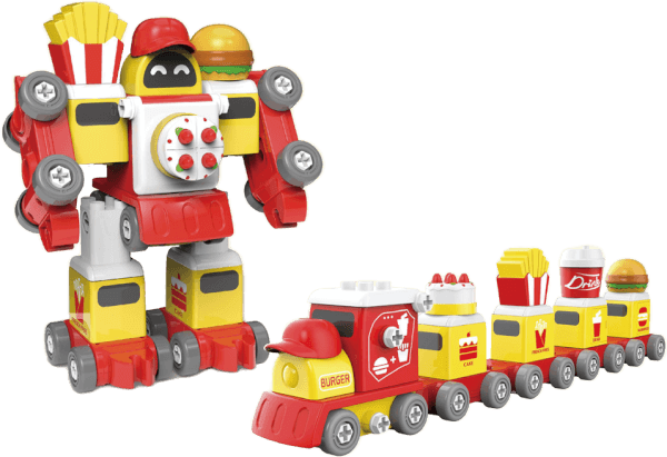 Bộ lắp ráp cao cấp 2in1 robot và đoàn tàu thức ăn nhanh RFD501519 (Đỏ)