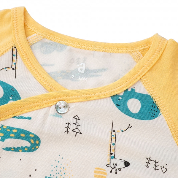 Bộ sơ sinh tính năng ngắn, vải modal BST Thiên Nga Animo BMC822074 (0-12M,Vàng)