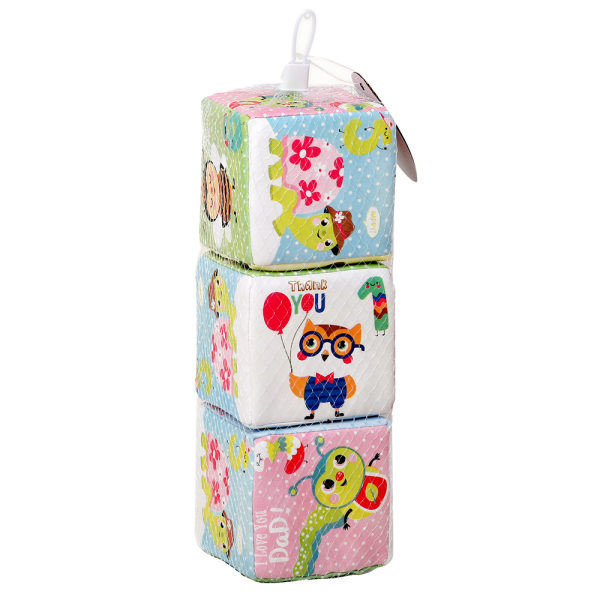 Bộ 3 khối vuông mềm họa tiết hoạt hình và chữ số cao cấp 10cm JS056818 Animo