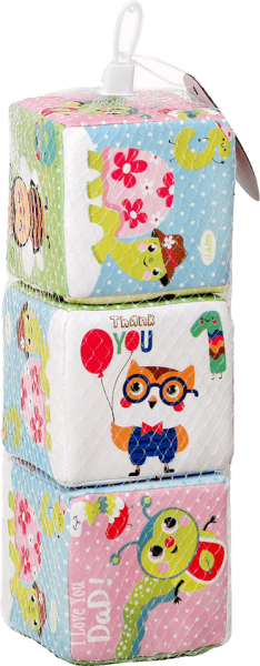 Bộ 3 khối vuông mềm họa tiết hoạt hình và chữ số cao cấp 10cm JS056818 Animo