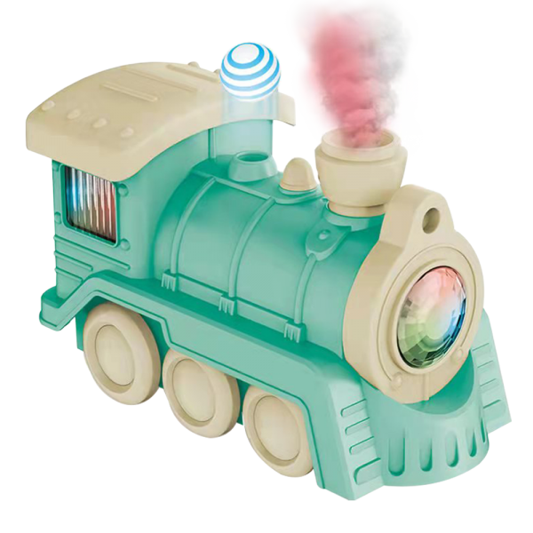 Tàu hỏa thổi bóng và phun sương có nhạc, đèn JS056835 (Xanh)