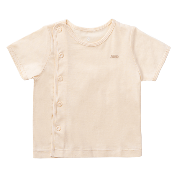 Cặp áo sơ sinh cài chéo tay ngắn Animo KV123001 (NB-12M,Kem)
