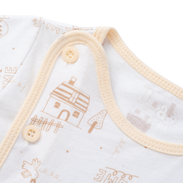 Cặp áo sơ sinh cài chéo tay ngắn Animo KV123001 (NB-12M,Kem)