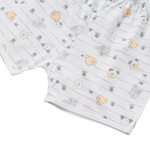 Cặp quần sơ sinh ngắn Animo KV123022 (NB-12M,Xám họa tiết_Trắng)