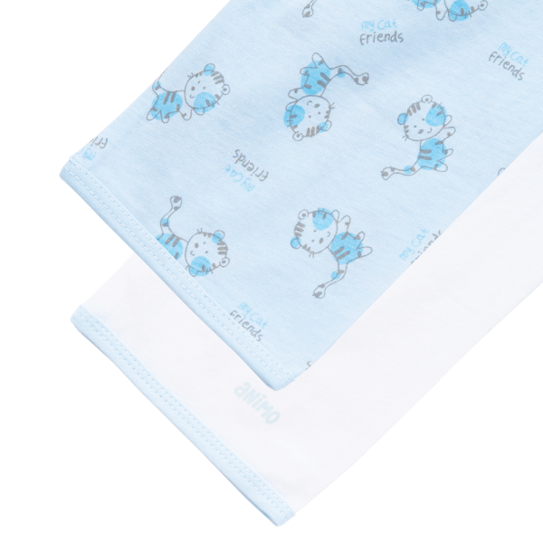 Cặp quần sơ sinh dài Animo KV123013 (NB-12M,Trắng_Xanh họa tiết)