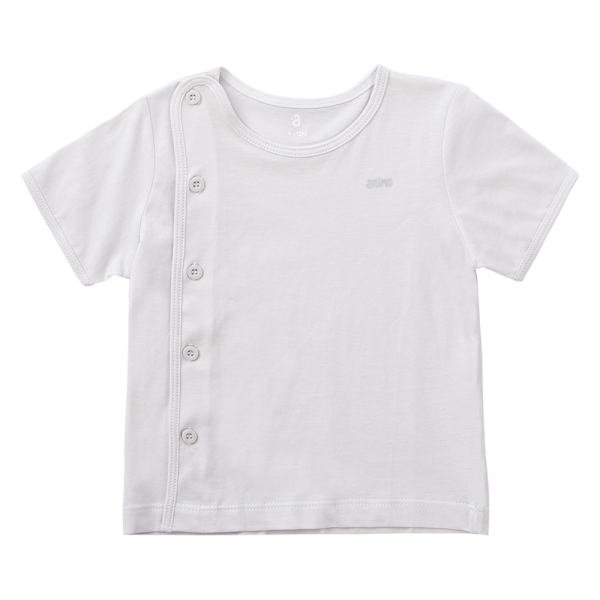 Cặp áo sơ sinh cài chéo tay ngắn Animo KV123018 (NB-12M,Trắng họa tiết_Xám)