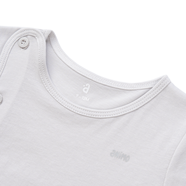 Cặp áo sơ sinh cài chéo tay ngắn Animo KV123018 (NB-12M,Trắng họa tiết_Xám)