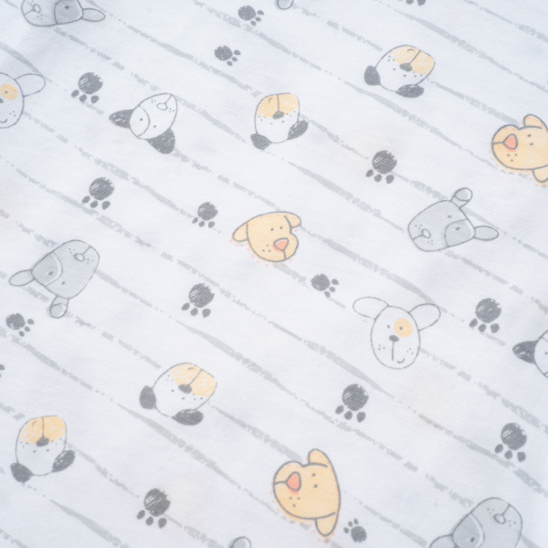 Cặp áo sơ sinh cài chéo tay ngắn Animo KV123018 (NB-12M,Trắng họa tiết_Xám)