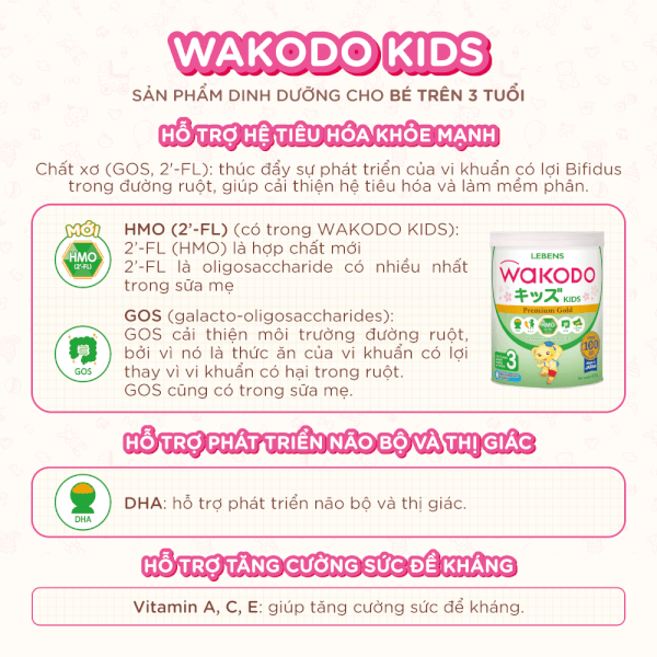 Sữa Wakodo KIDS 3 830g (từ 3 tuổi trở lên)