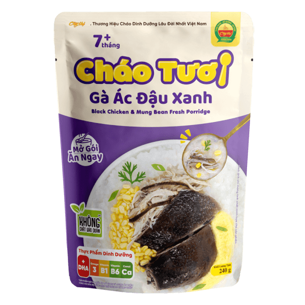 Cháo tươi gà ác đậu xanh