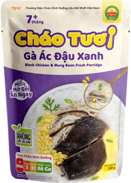 Cháo tươi gà ác đậu xanh