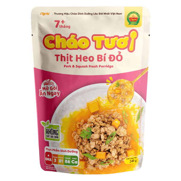 Cháo tươi thịt heo bí đỏ
