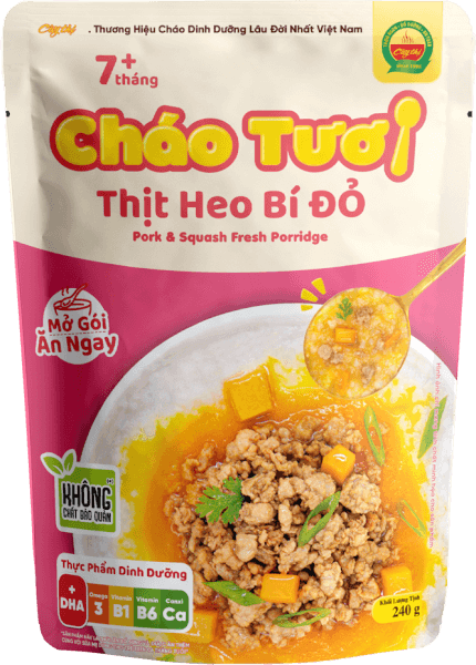 Cháo tươi thịt heo bí đỏ