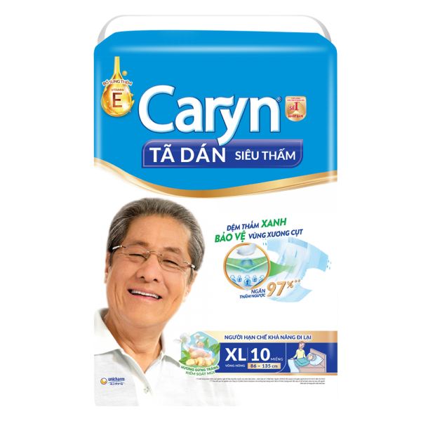 Tã Giấy Caryn Siêu Thấm size XL (hông 86 -135 cm) - 10 miếng (giao bao bì ngẫu nhiên)