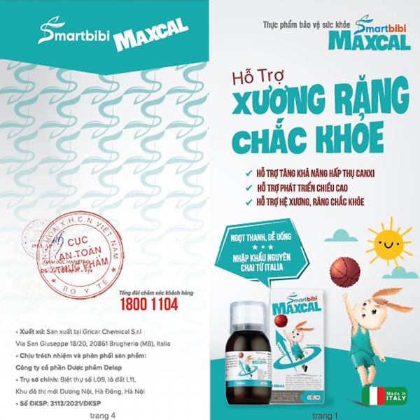 Siro bổ sung Canxi tăng chiều cao bé Smartbibi Maxcal