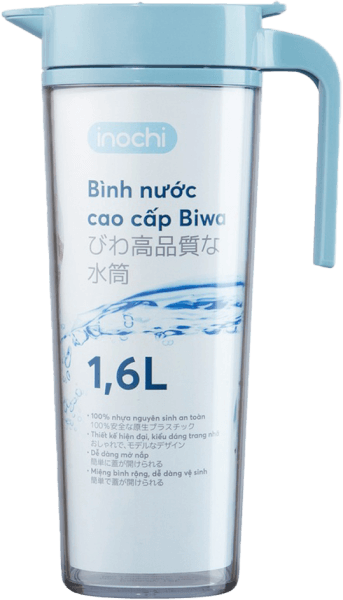 Bình nước cao cấp Biwa 1.6L (INC, Xanh nhạt)