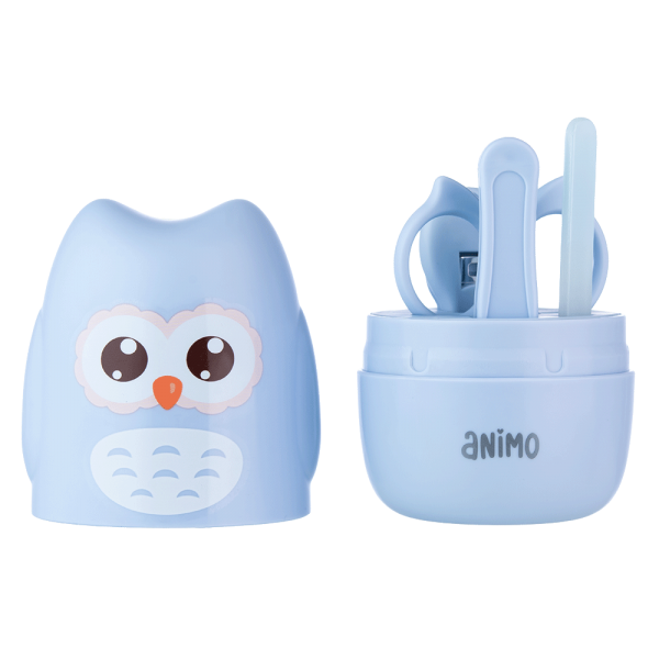 Bộ 4 dụng cụ cắt móng tay cho bé Animo (Cú xanh, GH-JC6601)