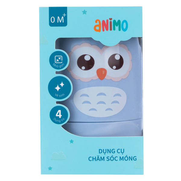 Bộ 4 dụng cụ cắt móng tay cho bé Animo (Cú xanh, GH-JC6601)