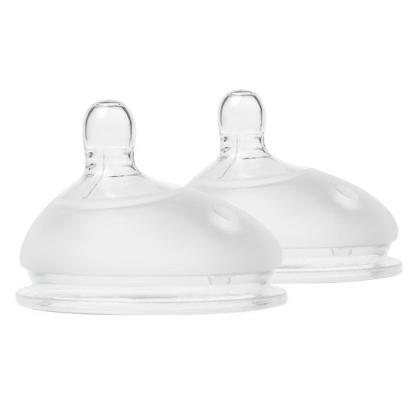 Vỉ 2 núm ty Olababy lỗ tròn (3M+)