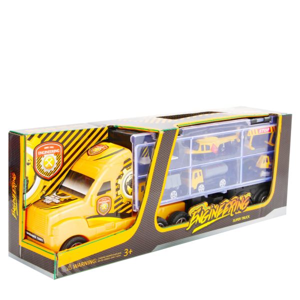 Xe mô hình container lớn chở các xe nhỏ kèm bản đồ CY218032