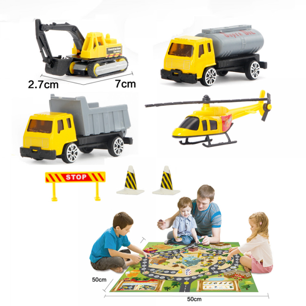 Xe mô hình container lớn chở các xe nhỏ kèm bản đồ CY218032