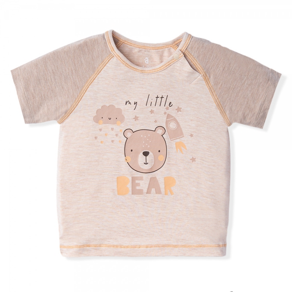 Bộ tính năng ngắn, vải sợi sồi BST Gấu nâu Animo BMC123106 (3-24M,Nâu nhạt)