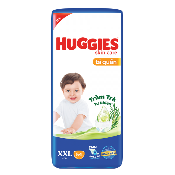 Tã quần Huggies Skincare gói cực đại (XXL, >15kg, 54 miếng) (Giao bao bì ngẫu nhiên)