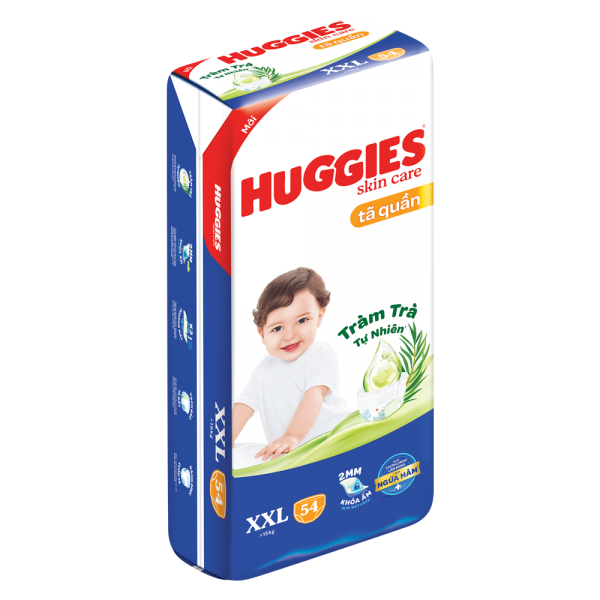 Tã quần Huggies Skincare gói cực đại (XXL, >15kg, 54 miếng) (Giao bao bì ngẫu nhiên)