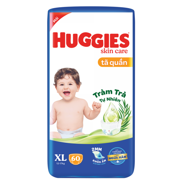 Tã quần Huggies Skincare gói cực đại (XL, 12-17kg, 60 miếng) (giao bao bì ngẫu nhiên)
