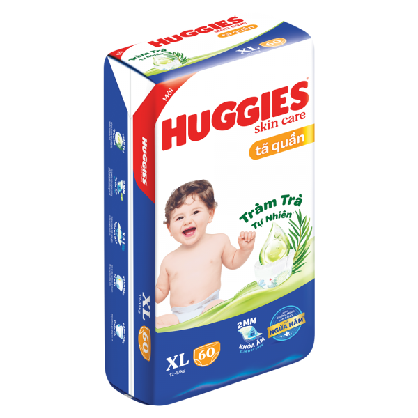 Tã quần Huggies Skincare gói cực đại (XL, 12-17kg, 60 miếng) (giao bao bì ngẫu nhiên)