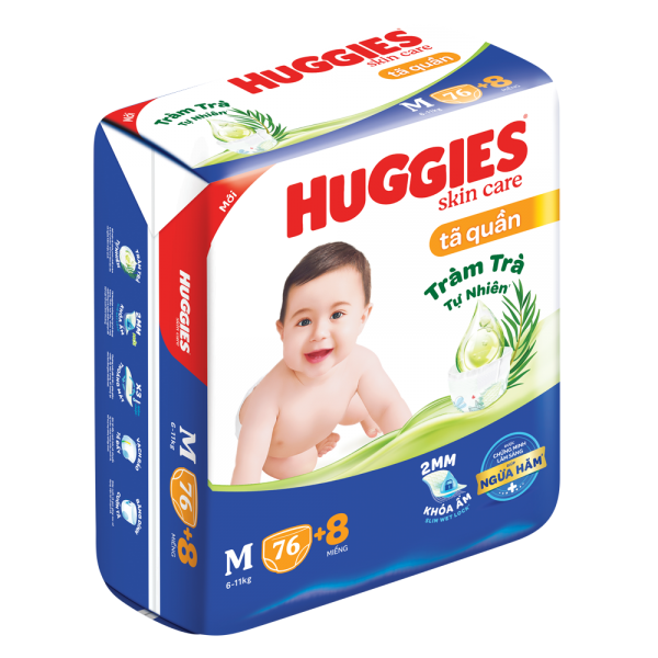 Tã quần Huggies Skincare gói cực đại (M, 6-11kg, 76 miếng) (giao bao bì ngẫu nhiên)