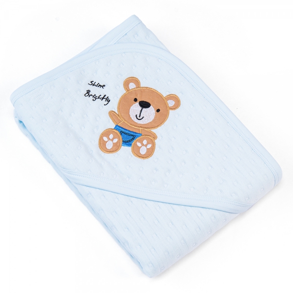 Khăn choàng ủ đa năng 2 trong 1 hình Gấu nâu Animo T2303_LN001 (80x100cm, Xanh)