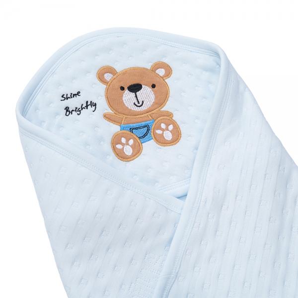 Khăn choàng ủ đa năng 2 trong 1 hình Gấu nâu Animo T2303_LN001 (80x100cm, Xanh)