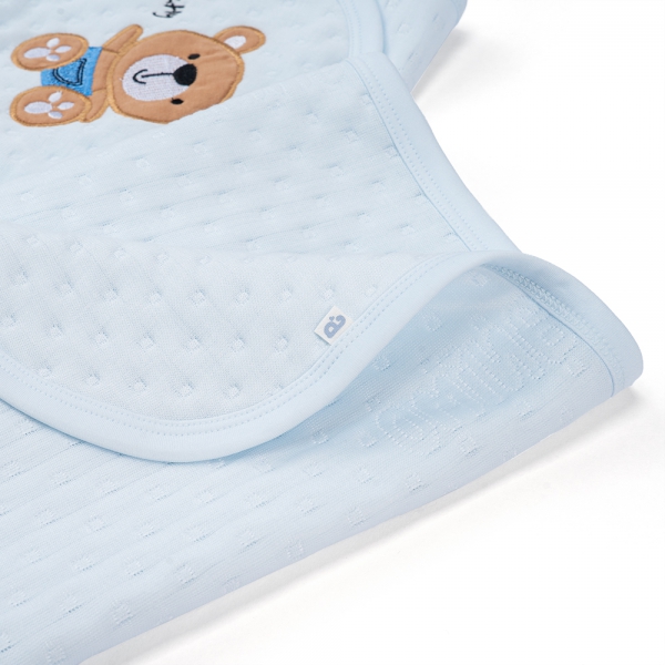 Khăn choàng ủ đa năng 2 trong 1 hình Gấu nâu Animo T2303_LN001 (80x100cm, Xanh)