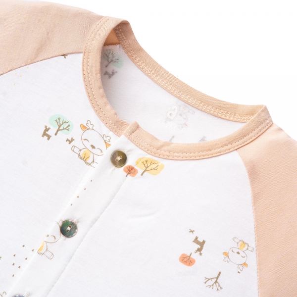 Bộ tính năng ngắn vải modal Animo VĐ522022 (0-12M,Kem)