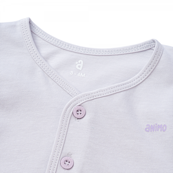 Cặp áo sơ sinh cài giữa tay dài Animo KV223021 (NB-12M,Trắng họa tiết_Tím)