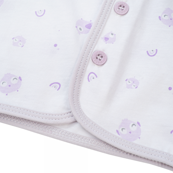 Cặp áo sơ sinh cài giữa tay dài Animo KV223021 (NB-12M,Trắng họa tiết_Tím)