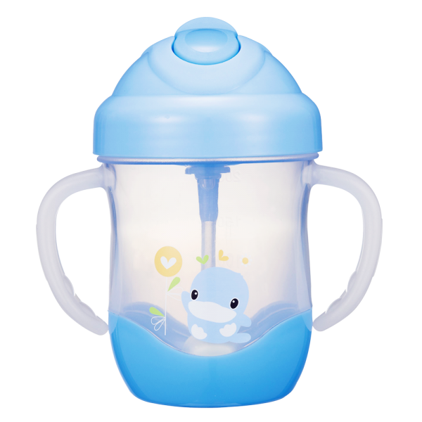 Bình uống nước ống hút có tay cầm Kuku 200ml, KU5452 (giao màu ngẫu nhiên)