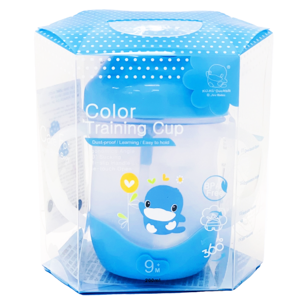 Bình uống nước ống hút có tay cầm Kuku 200ml, KU5452 (giao màu ngẫu nhiên)