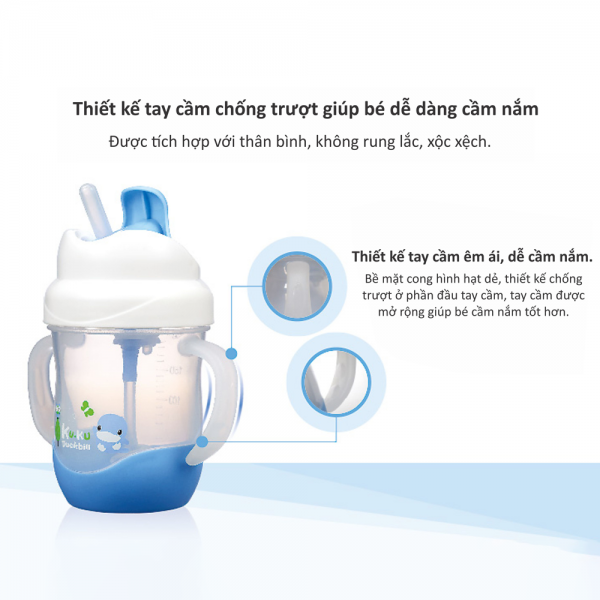 Bình uống nước ống hút có tay cầm Kuku (KU5472, 200ml Xanh)