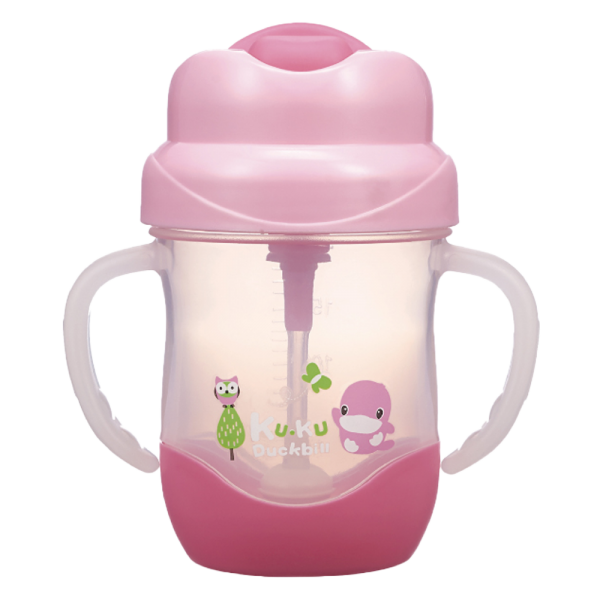 Bình uống nước ống hút có tay cầm Kuku (KU5472, 200ml Hồng)