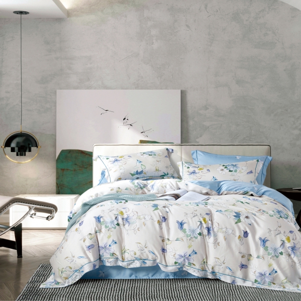 Bộ 6 món drap, áo gối và mền chần NIN Tencel 800 TC B2201_NH029 (180x200+35cm)