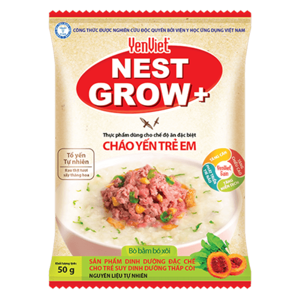 Cháo Yến Trẻ Em YenViet Nest Grow - Bò Bằm Bó Xôi 50g